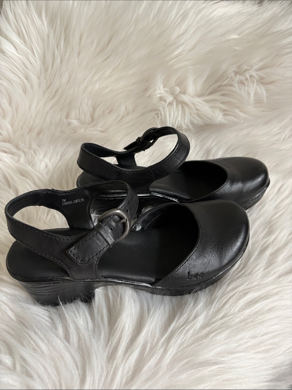 boc Black Leather Mary Jane Slingback Clogs